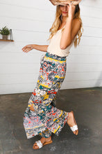 Load image into Gallery viewer, Emerald Boho Floral Smocked Waist Side Slit Palazzo Pants