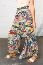 Load image into Gallery viewer, Emerald Boho Floral Smocked Waist Side Slit Palazzo Pants