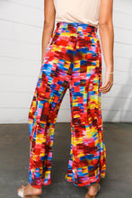 Load image into Gallery viewer, Multicolor Kaleidoscope Smocked Waist Slit Palazzo Pants