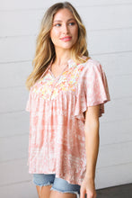 Load image into Gallery viewer, Blush Paisley Floral Yoke Tie Neck Top