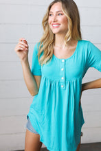 Load image into Gallery viewer, Sky Blue Dolphin Hem Shell Button Down Top
