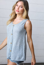 Load image into Gallery viewer, Light Blue Two Tone Button Down Sleeveless Top