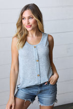 Load image into Gallery viewer, Light Blue Two Tone Button Down Sleeveless Top