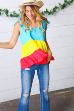 Load image into Gallery viewer, Multicolor Tiered Shoulder Tie Bow Crepe Top