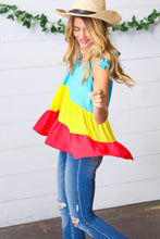 Load image into Gallery viewer, Multicolor Tiered Shoulder Tie Bow Crepe Top