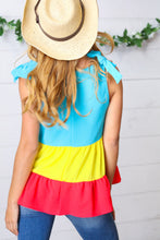 Load image into Gallery viewer, Multicolor Tiered Shoulder Tie Bow Crepe Top
