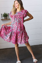 Load image into Gallery viewer, Fuchsia &amp; Teal Abstract Dot Yoke Woven Dress
