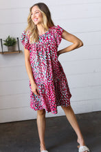 Load image into Gallery viewer, Fuchsia &amp; Teal Abstract Dot Yoke Woven Dress