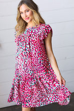 Load image into Gallery viewer, Fuchsia &amp; Teal Abstract Dot Yoke Woven Dress