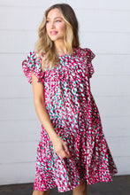 Load image into Gallery viewer, Fuchsia &amp; Teal Abstract Dot Yoke Woven Dress