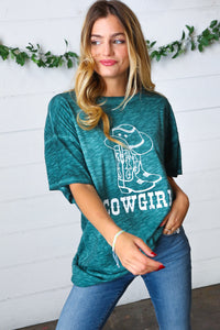 Emerald Cotton Blend COWGIRL Graphic Tee
