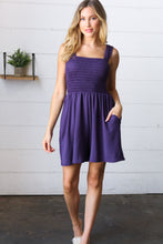 Load image into Gallery viewer, Indigo Terry Smocked Tank Top Baggy Shorts Romper