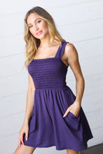 Load image into Gallery viewer, Indigo Terry Smocked Tank Top Baggy Shorts Romper