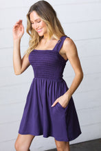 Load image into Gallery viewer, Indigo Terry Smocked Tank Top Baggy Shorts Romper