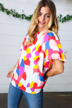 Load image into Gallery viewer, Multicolor Print Frilled Mock Neck Puff Sleeve Top