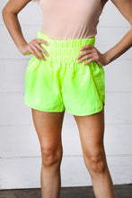Load image into Gallery viewer, Neon Yellow Smocked Waistband Work Out Shorts