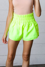 Load image into Gallery viewer, Neon Yellow Smocked Waistband Work Out Shorts