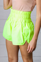 Load image into Gallery viewer, Neon Yellow Smocked Waistband Work Out Shorts