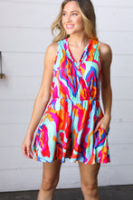 Load image into Gallery viewer, Vibrant Multicolor Abstract Sleeveless Surplice Romper