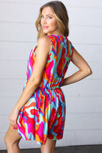 Load image into Gallery viewer, Vibrant Multicolor Abstract Sleeveless Surplice Romper