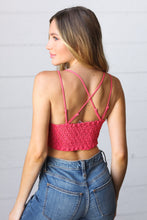 Load image into Gallery viewer, Deep Coral Crochet Lace Bralette with Bra Pads
