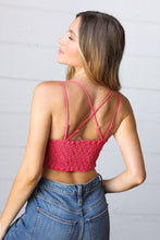 Load image into Gallery viewer, Deep Coral Crochet Lace Bralette with Bra Pads