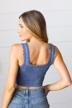 Load image into Gallery viewer, Washed Navy Rib Cropped Square Neck Tank