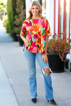 Load image into Gallery viewer, Burnt Orange Drop Shoulder Floral Babydoll Top