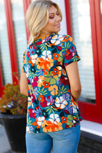 Load image into Gallery viewer, Teal &amp; Maroon Flat Floral Print Top