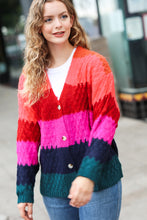 Load image into Gallery viewer, Make Your Day Magenta Honeycomb Knit Button Down Cardigan