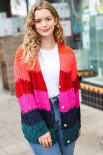 Load image into Gallery viewer, Make Your Day Magenta Honeycomb Knit Button Down Cardigan