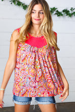 Load image into Gallery viewer, Coral Jacquard Lace Paisley Print Tank Top