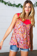 Load image into Gallery viewer, Coral Jacquard Lace Paisley Print Tank Top