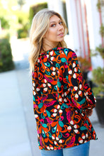 Load image into Gallery viewer, Magenta &amp; Rust Boho Floral Bubble Sleeve Top