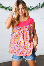 Load image into Gallery viewer, Coral Jacquard Lace Paisley Print Tank Top