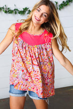 Load image into Gallery viewer, Coral Jacquard Lace Paisley Print Tank Top