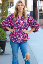 Load image into Gallery viewer, Purple Floral Print V Neck Woven Top