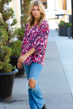 Load image into Gallery viewer, Purple Floral Print V Neck Woven Top