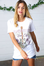 Load image into Gallery viewer, White Cotton NASHVILLE Music City Graphic Tee