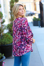 Load image into Gallery viewer, Purple Floral Print V Neck Woven Top