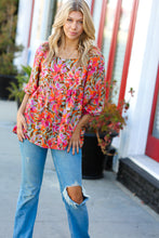 Load image into Gallery viewer, Sage Floral Chiffon Three Quarter Sleeve Peplum Top