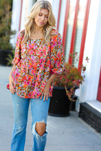 Load image into Gallery viewer, Sage Floral Chiffon Three Quarter Sleeve Peplum Top