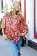 Load image into Gallery viewer, Sage Floral Chiffon Three Quarter Sleeve Peplum Top