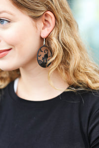 Halloween Black Cat Spooky Acrylic Drop Earrings