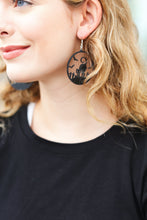 Load image into Gallery viewer, Halloween Black Cat Spooky Acrylic Drop Earrings