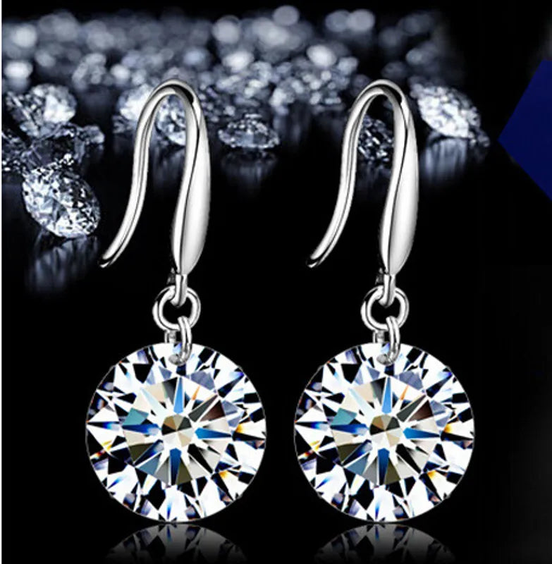 Round Zircon Inlay Earrings