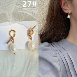 Gold Knot & Pearl Earrings
