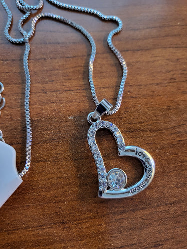 Love You Mom Heart Necklace