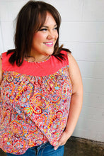 Load image into Gallery viewer, Coral Jacquard Lace Paisley Print Tank Top