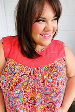 Load image into Gallery viewer, Coral Jacquard Lace Paisley Print Tank Top